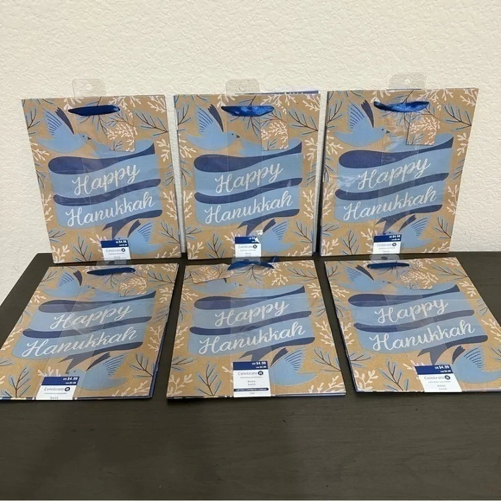 Celebrate It Happy Hanukkah Gift Bags 6 Packs 12 Bags Jewish Holiday Menorah